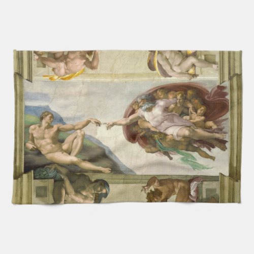 Michelangelos Creation of Man Creation of Adam Kitchen Towel