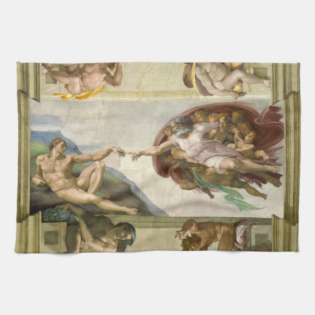 Michelangelo's Creation of Man (Creation of Adam) Kitchen Towel (Horizontal)