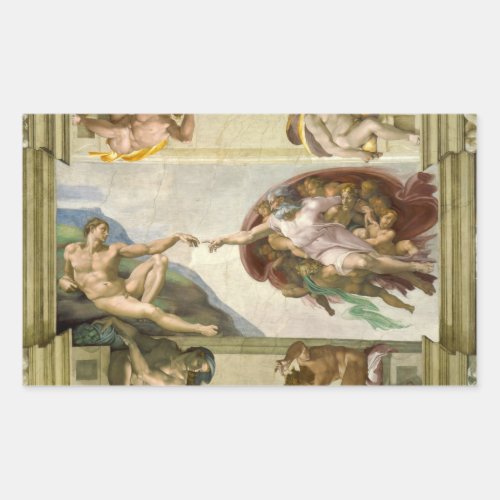 Michelangelos Creation of Man Creation of Adam Rectangular Sticker