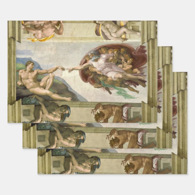 Michelangelo's Creation of Man (Creation of Adam) Wrapping Paper Sheets (Set)