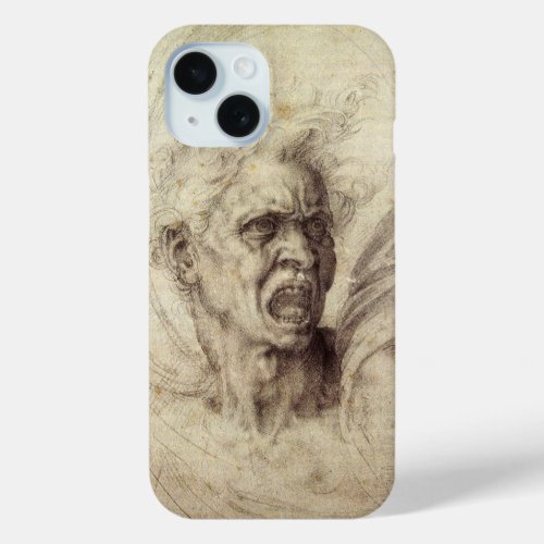 Michelangelos Damned Soul Head of a Man iPhone 15 Case