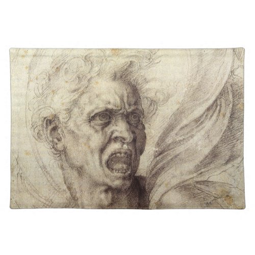 Michelangelos Damned Soul Head of a Man Cloth Placemat