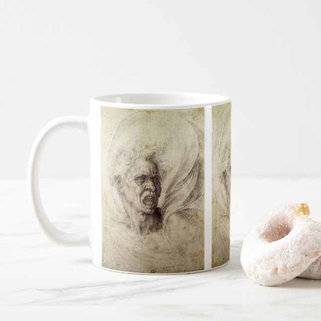 Michelangelo's Damned Soul, Head of a Man Coffee Mug (With Donut)