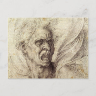 Michelangelo's Damned Soul, Head of a Man Postcard
