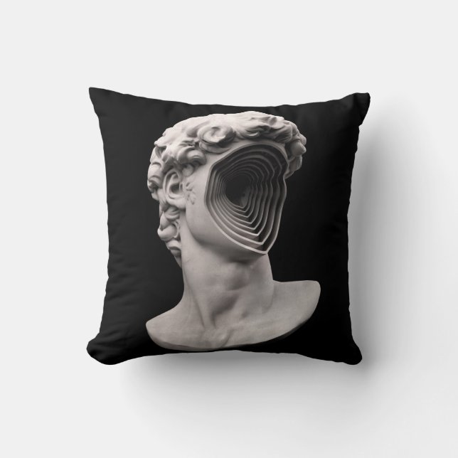 Michelangelo's David classical bust head Throw Pillow (Front)