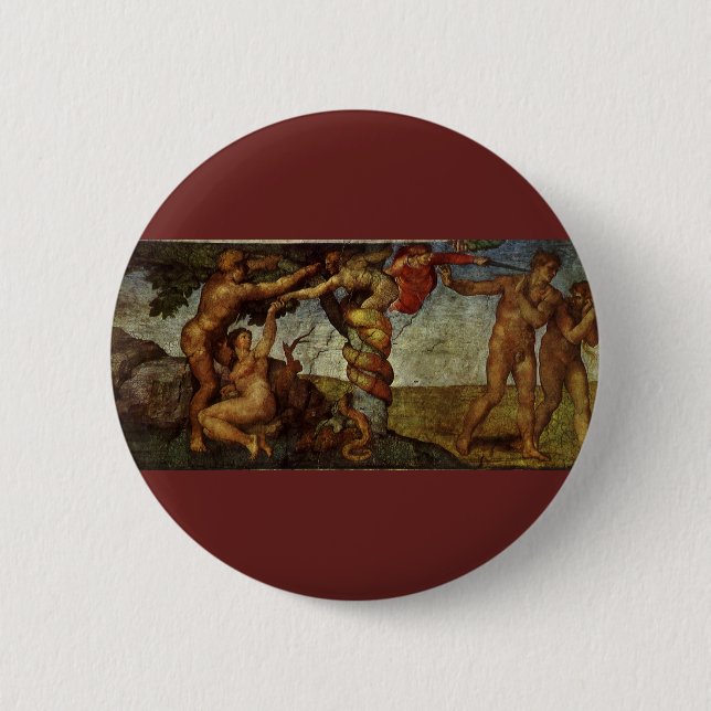 Michelangelo's Fall and Expulsion, Garden of Eden Button (Front)