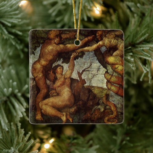 Michelangelos Fall and Expulsion Garden of Eden Ceramic Ornament
