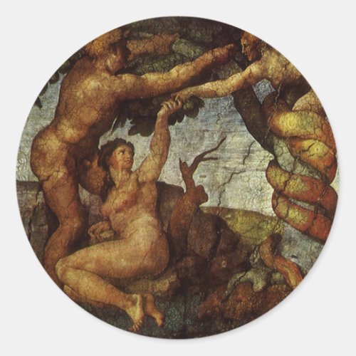 Michelangelos Fall and Expulsion Garden of Eden Classic Round Sticker