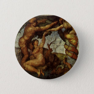 Michelangelo's Fall and Expulsion, Garden of Eden Pinback Button