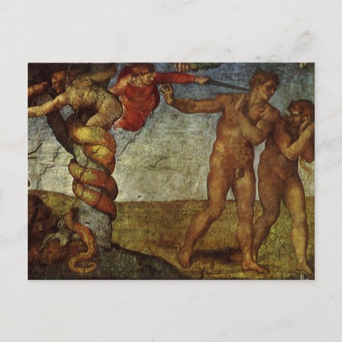 Michelangelos Fall and Expulsion Garden of Eden Postcard