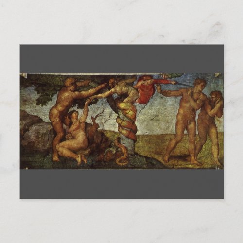Michelangelos Fall and Expulsion Garden of Eden Postcard