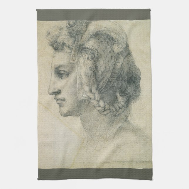 Michelangelo's Ideal Head of a Woman Kitchen Towel (Vertical)
