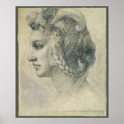 Michelangelos Ideal Head of a Woman Poster