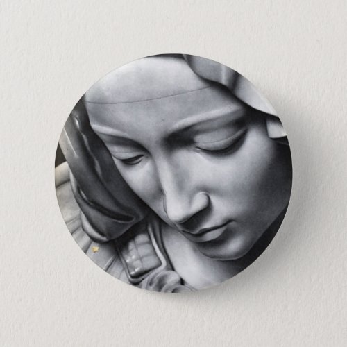 Michelangelos Pieta detail of Virgin Marys face Pinback Button
