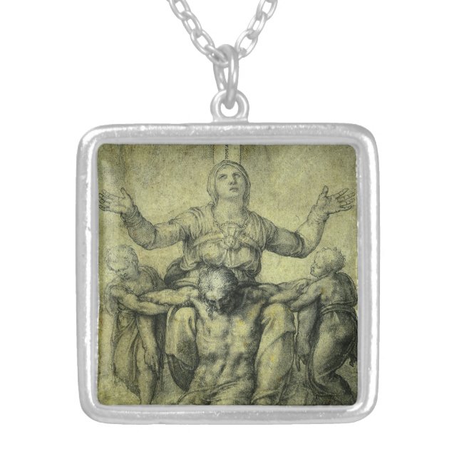 Michelangelo's Pieta for Vittoria Colonna Silver Plated Necklace (Front)