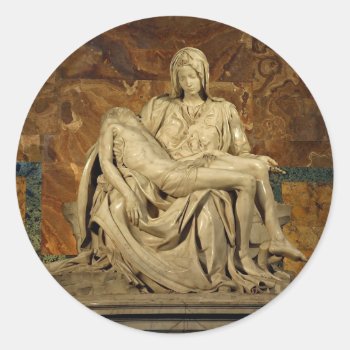 Michelangelo's Pieta In St. Peter's Basilica Classic Round Sticker by allphotos at Zazzle