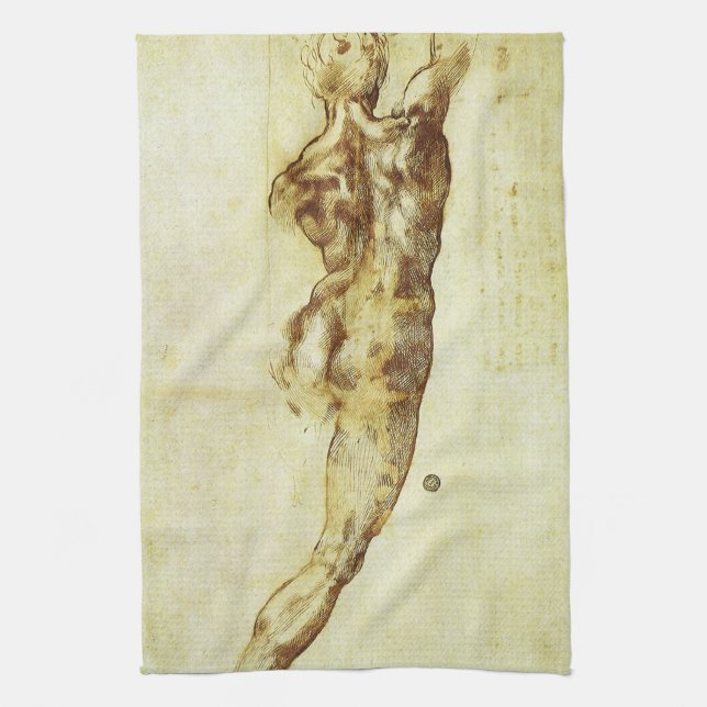 Michelangelo's Study for the Battle of Cascina Kitchen Towel (Vertical)