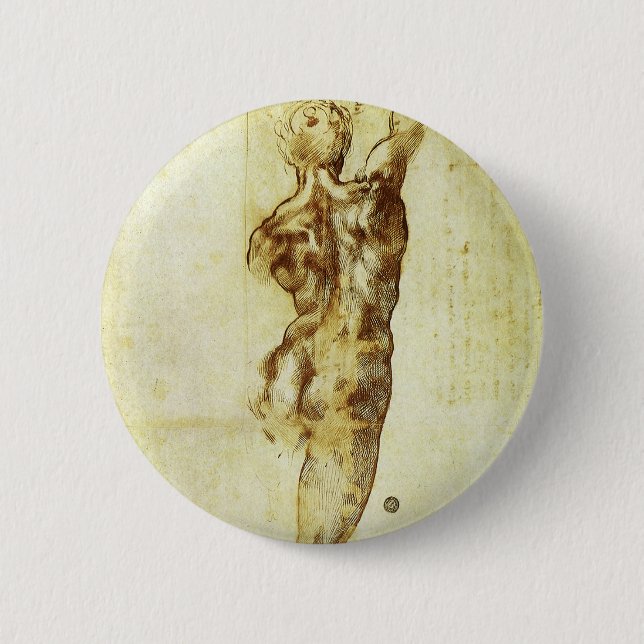 Michelangelo's Study for the Battle of Cascina Pinback Button (Front)