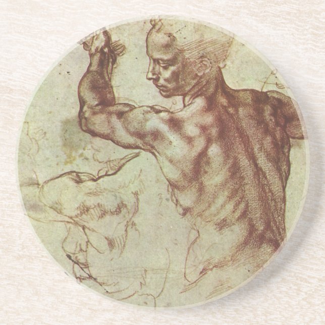 Michelangelo's Study of a Libyan Sibyl Drink Coaster (Front)