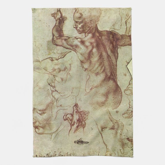 Michelangelo's Study of a Libyan Sibyl Kitchen Towel (Vertical)