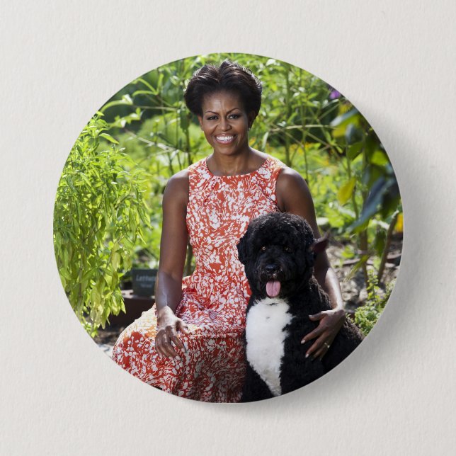 Michele & Bo Obama Pinback Button (Front)