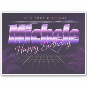 Michele Name First name lila retro Sticker Birthda