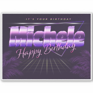 Michele Name First name lila retro Sticker Birthda
