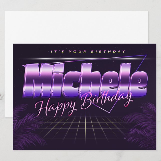 Michele Name First name pura retro card Birthday (Front/Back)