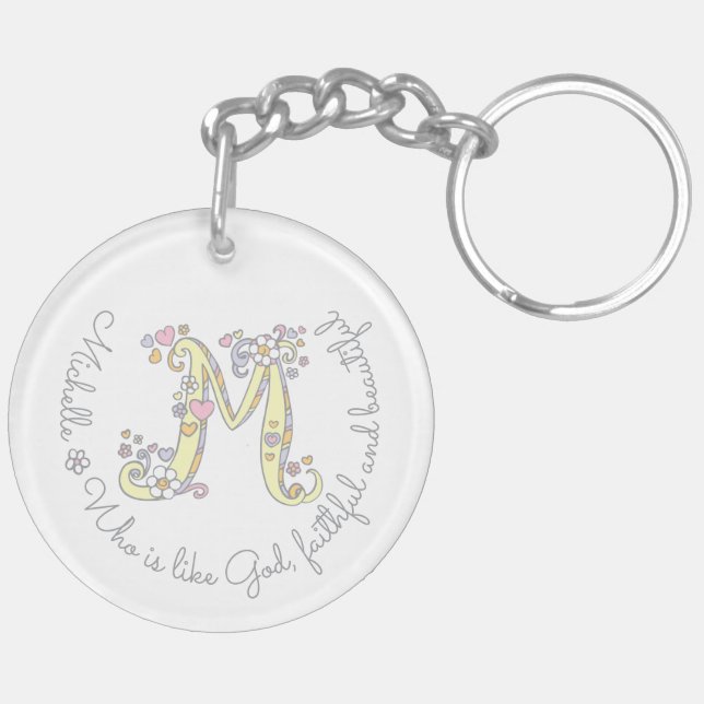 Michelle letter M girls name meaning keychain (Back Left)