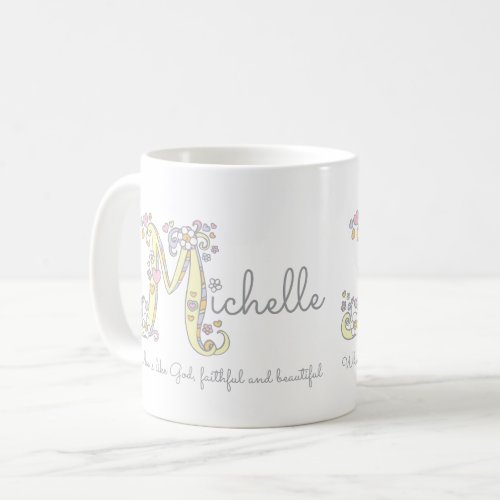 Michelle letter M name meaning monogram mug