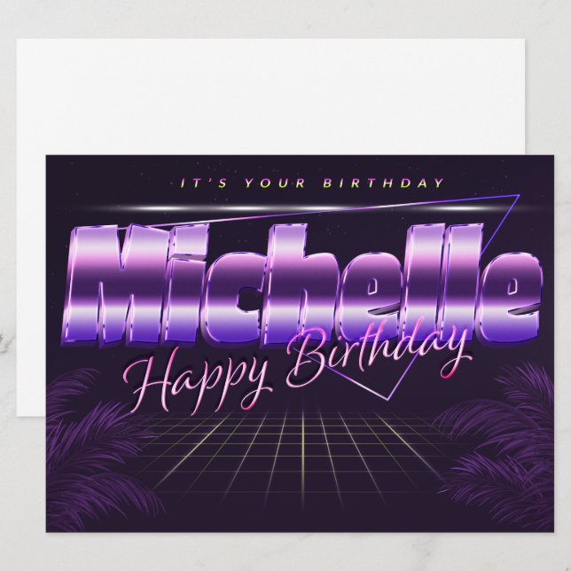 Michelle Name First name pura retro card Birthday (Front/Back)