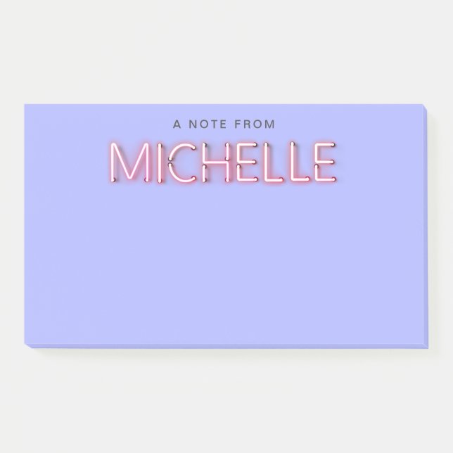 Michelle name in glowing neon lights novelty post-it notes (Front)