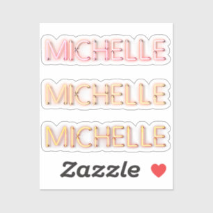 Michelle name in glowing neon lights novelty x3 sticker