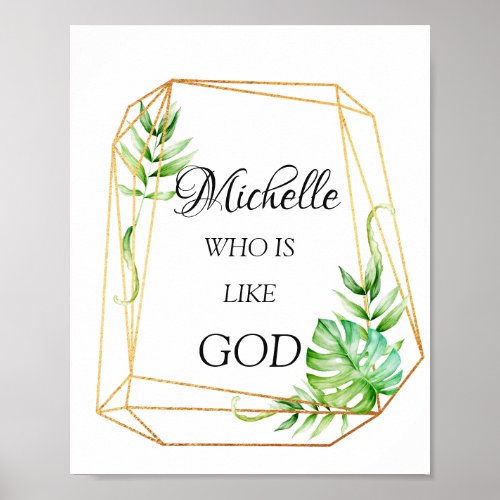 Michelle Name Meaning Florals Frame Tropical Poster