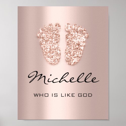 Michelle Name Meaning New Baby Feet Rose Gift Poster