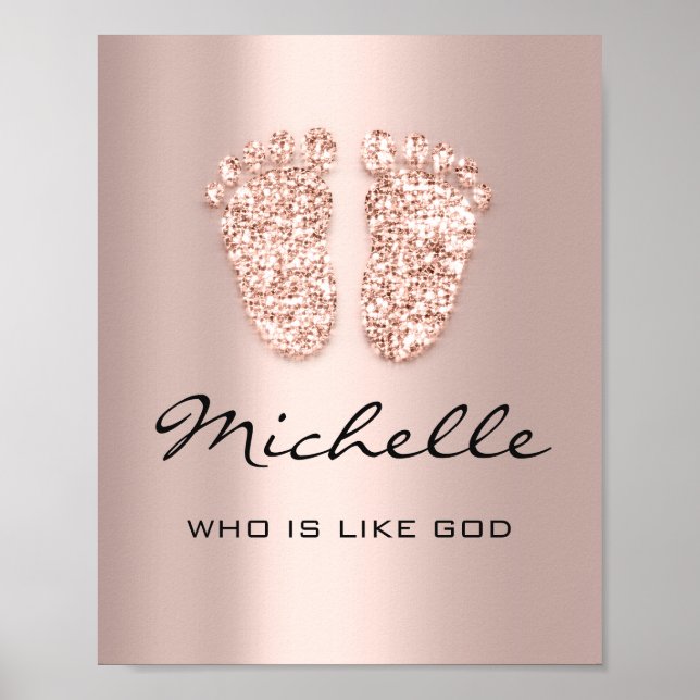 Michelle Name Meaning New Baby Feet Rose Gift Poster (Front)