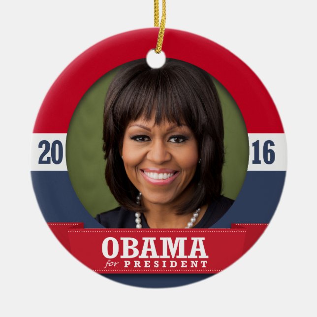 MICHELLE OBAMA 2016 CERAMIC ORNAMENT (Front)