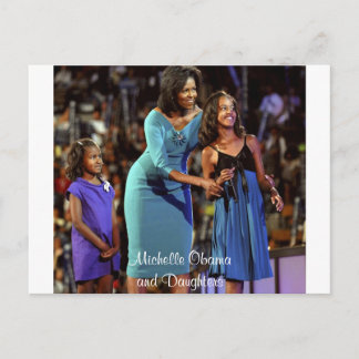 Michelle Obama and Daughters Postcard