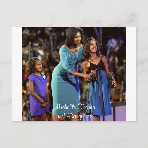 Michelle Obama and Daughters Postcard