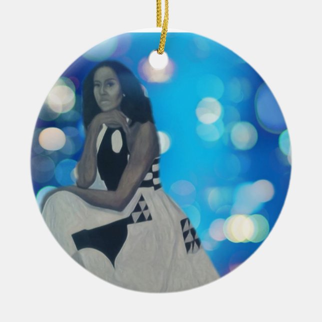 Michelle Obama Ceramic Ornament (Front)