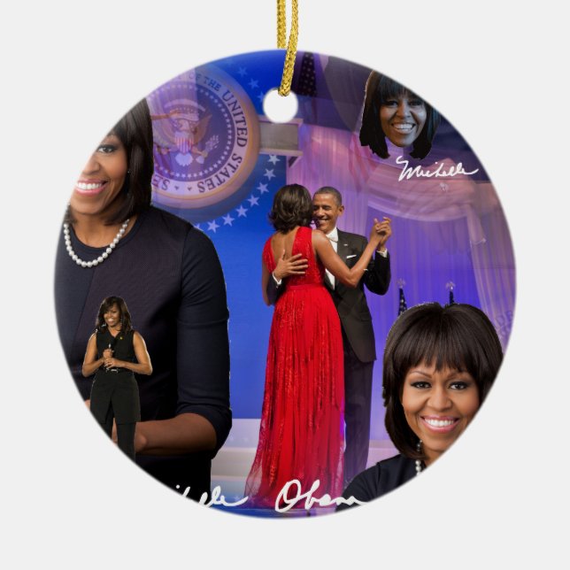 Michelle Obama Ceramic Ornament (Front)