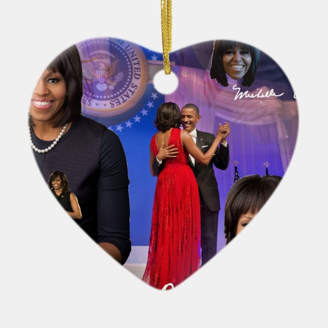 Michelle Obama Ceramic Ornament (Front)