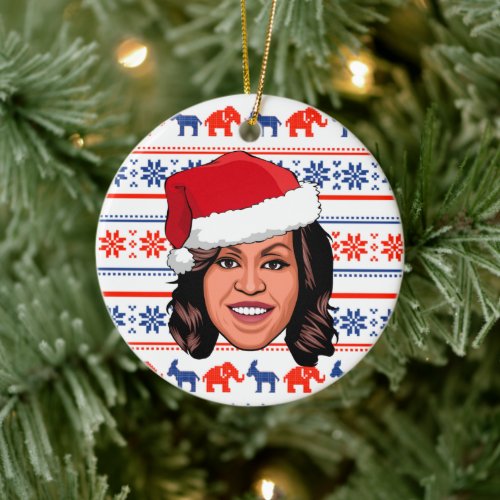 MICHELLE OBAMA Christmas Ceramic Ornament