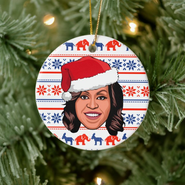 MICHELLE OBAMA Christmas Ceramic Ornament (Tree)