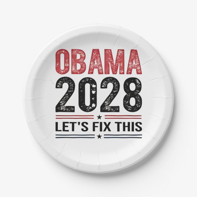 Michelle Obama for President Obama 2028   Paper Plates (Front)