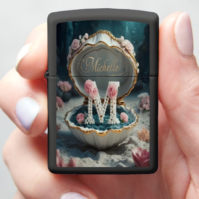 Michelle Pearl M In A Seashell Zippo Lighter (In Hand)