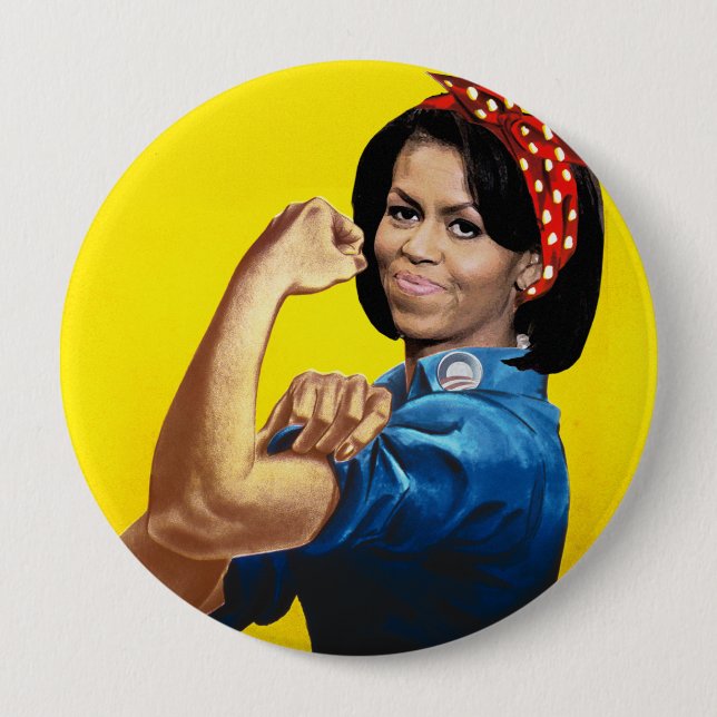 MICHELLE THE RIVETER PINBACK BUTTON (Front)