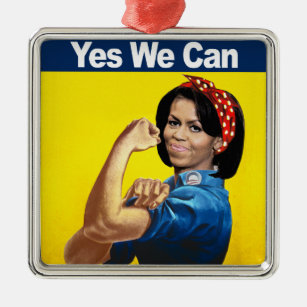 MICHELLE THE RIVETER - YES WE CAN METAL ORNAMENT