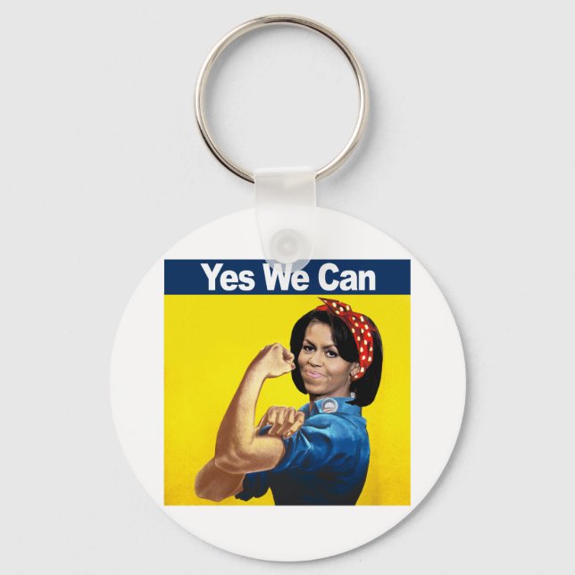 MICHELLE THE RIVETER - YES WE CAN.png Keychain (Front)