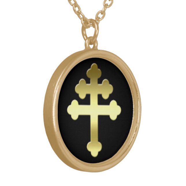 Michelle's Cross of Loraine French Croix Gold Plat Plated Necklace (Front Left)